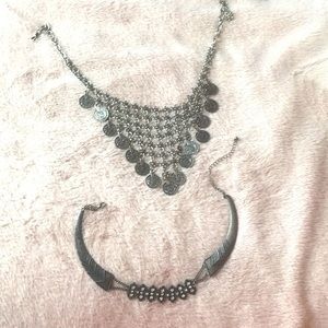 Free people choker necklace jewelry silver coin